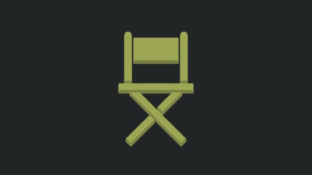 Icône Chaise Film Réalisateur Vert Isolé Sur Fond Noir Industrie — Video