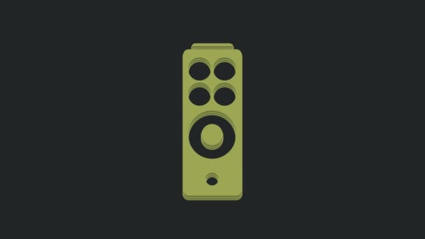 黒の背景に隔離された緑のリモートコントロールアイコン 4Kビデオモーショングラフィックアニメーション — ストック動画