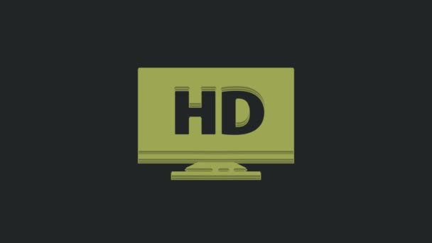 黒の背景に隔離されたHdビデオ技術アイコンと緑のスマートディスプレイ 4Kビデオモーショングラフィックアニメーション — ストック動画