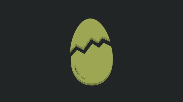 Icono Huevo Roto Verde Aislado Sobre Fondo Negro Feliz Pascua — Vídeo de stock