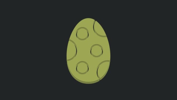 Yeşil Paskalya Yumurtası Simgesi Siyah Arkaplanda Izole Edilmiş Mutlu Paskalyalar — Stok video