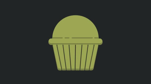 Ікона Зеленого Пасхального Торта Ізольована Чорному Тлі Великоднем Відеографічна Анімація — стокове відео