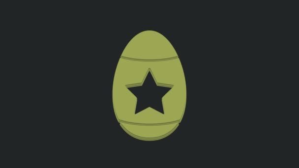 Icono Huevo Pascua Verde Aislado Sobre Fondo Negro Feliz Pascua — Vídeo de stock