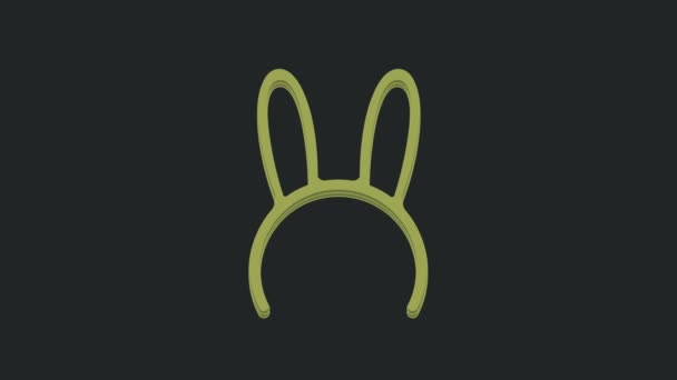 Máscara Verde Con Orejas Conejo Largo Icono Aislado Sobre Fondo — Vídeos de Stock