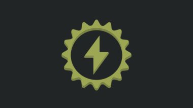 Yeşil Güneş enerjisi simgesi siyah arkaplanda izole edildi. Yıldırım sembollü güneş. 4K Video hareketli grafik canlandırması.