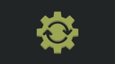 İş akışı konsepti simgesi olarak Green Gear ve oklar siyah arkaplanda izole edildi. Vites doldurma tabelası. 4K Video hareketli grafik canlandırması.