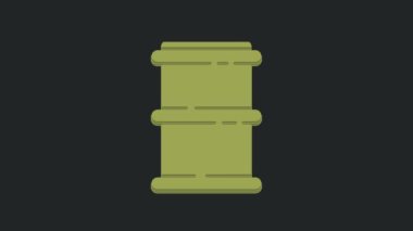 Yeşil Fıçı simgesi siyah arkaplanda izole edildi. 4K Video hareketli grafik canlandırması.