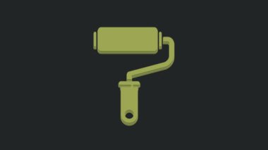 Siyah arkaplanda yeşil boya fırçası ikonu izole edildi. 4K Video hareketli grafik canlandırması.