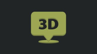 Siyah arkaplanda 3D metin simgesi olan yeşil konuşma balonu. 4K Video hareketli grafik canlandırması.