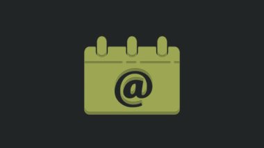 Siyah arkaplanda e- posta simgesine sahip Yeşil Takvim. Zarf sembolü e-postası. E- posta kodu. 4K Video hareketli grafik canlandırması.