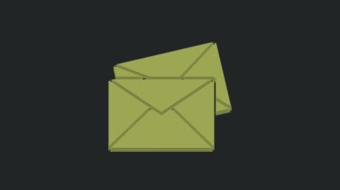 Siyah arkaplanda yeşil zarf simgesi izole edildi. E- posta mektup sembolü. 4K Video hareketli grafik canlandırması.