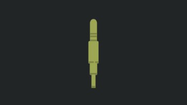Siyah arkaplanda Green Audio Jack simgesi izole edildi. Bağlantı ses ekipmanları için ses kablosu. Fiş kablosu. Müzik aleti. 4K Video hareketli grafik canlandırması.
