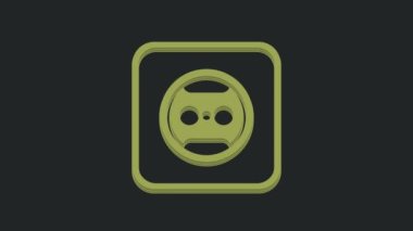 Siyah arkaplanda yeşil elektrik çıkış simgesi izole edildi. Elektrik prizi. Rosette sembolü. 4K Video hareketli grafik canlandırması.