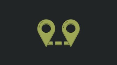 Yeşil Yol konum simgesi siyah arkaplanda izole edildi. Harita işaretçisi işareti. Yol ya da yol kavramı. GPS navigatörü. 4K Video hareketli grafik canlandırması.