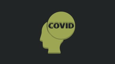 Yeşil Corona virüsü covid-19 simgesi siyah arkaplanda izole edildi. Bakteri ve mikroplar, hücre kanseri, mikrop, mantar. 4K Video hareketli grafik canlandırması.