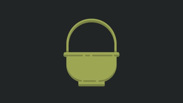 Zielona Ikona Koszyka Izolowana Czarnym Tle Szczęśliwej Wielkanocy Animacja Graficzna — Wideo stockowe