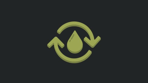 Zielony Recykling Czystej Ikony Wodnej Izolowane Czarnym Tle Kropla Wody — Wideo stockowe