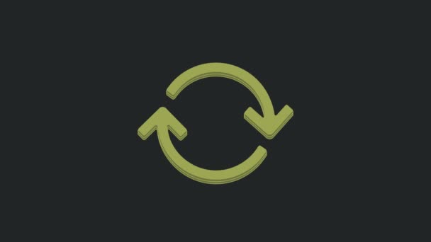 绿色更新图标隔离在黑色背景 重装符号 旋转箭头在圆形符号中 4K视频运动图形动画 — 图库视频影像