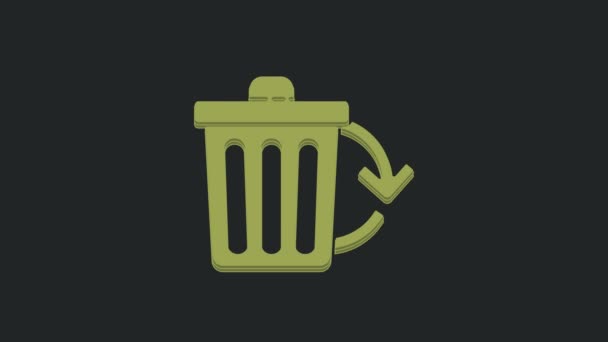 Papelera Reciclaje Verde Con Icono Símbolo Reciclaje Aislado Sobre Fondo — Vídeos de Stock