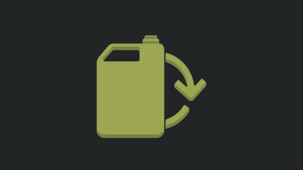 Green Eco Kraftstoffkanister Symbol Isoliert Auf Schwarzem Hintergrund Öko Bio — Stockvideo