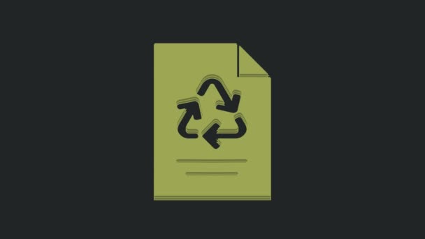 Livro Verde Com Ícone Reciclagem Isolado Fundo Preto Animação Gráfica — Vídeo de Stock
