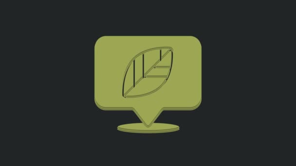 Zelená Poloha Pin Listem Uvnitř Ikony Izolované Černém Pozadí Grafická — Stock video