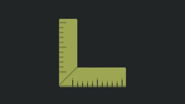 Green Corner Ruler Icon Isolated Black Background Setsquare Angle Ruler — Stock Video