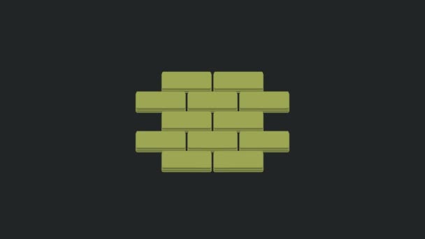 Green Bricks Icon Isolated Black Background Video Motion Graphic Animation — Stock Video