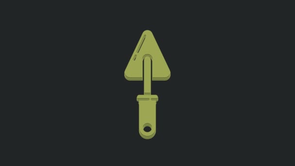 Green Trowel Icon Isolated Black Background Video Motion Graphic Animation — Stock Video