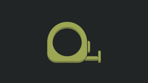 Πράσινη Ρουλέτα Εικονίδιο Κατασκευής Απομονωμένο Μαύρο Φόντο Σύμβολο Μέτρησης Κασέτας — Αρχείο Βίντεο