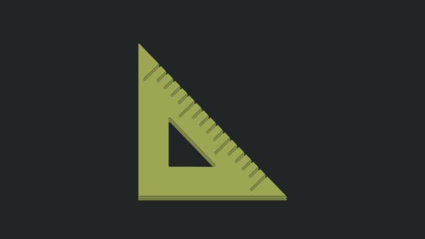 Πράσινη Τριγωνική Εικόνα Χάρακα Απομονωμένη Μαύρο Φόντο Σύμβολο Στρέιτ Γεωμετρικό — Αρχείο Βίντεο