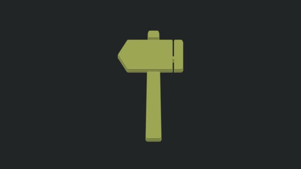 Icona Martello Verde Isolato Sfondo Nero Strumento Riparazione Animazione Grafica — Video Stock