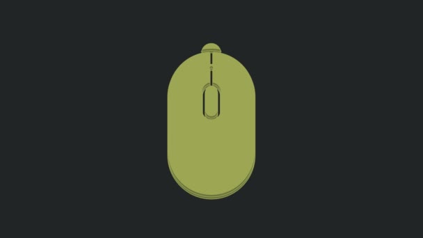 Черном Фоне Выделена Зеленая Иконка Игры Мышью Оптический Обозначением Колеса — стоковое видео