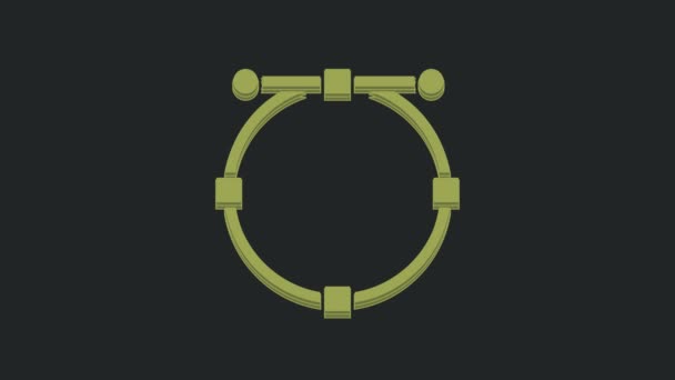 Green Circle Banner Bezier Curve Icon Isolated Black Background Pen — Stock Video