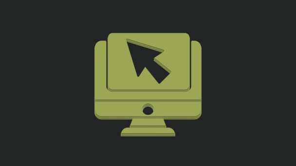 Green Computer Monitor Cursor Icon Isolated Black Background Computer Notebook — Stock Video