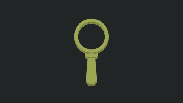 Zielona Ikona Szkła Powiększającego Odizolowana Czarnym Tle Wyszukiwanie Skupienie Zoom — Wideo stockowe