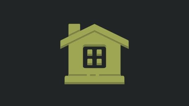 Ikona Zeleného Domu Izolované Černém Pozadí Domácí Symbol Grafická Animace — Stock video