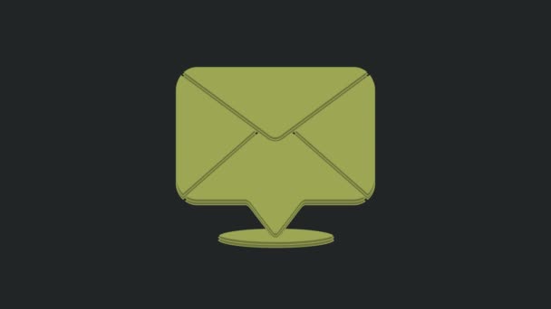 Grünes Umschlagsymbol Isoliert Auf Schwarzem Hintergrund Mail Nachricht Brief Symbol — Stockvideo