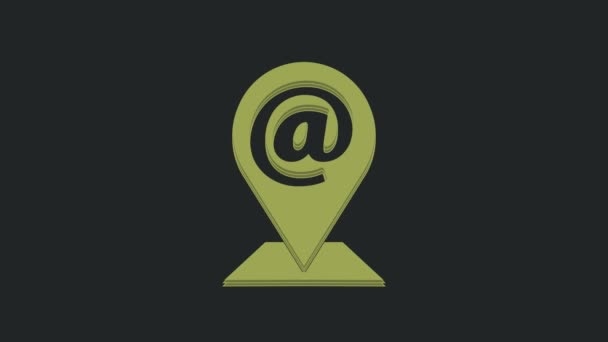 Green Location Mail Mail Icon Isolated Black Background Envelope Symbol — Stock Video