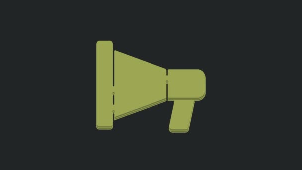 Green Megaphone Icon Isolated Black Background Speaker Sign Video Motion — Stock Video