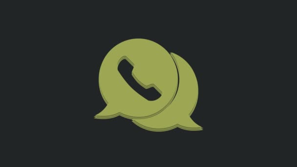 Groene Telefoon Met Spraakbel Chat Pictogram Geïsoleerd Zwarte Achtergrond Ondersteuning — Stockvideo