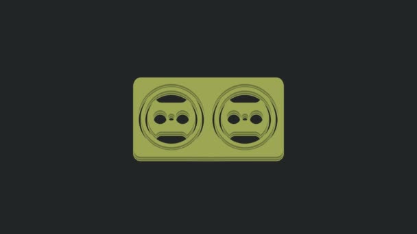 绿色电源插座图标隔离在黑色背景 电源插座玫瑰的象征 4K视频运动图形动画 — 图库视频影像