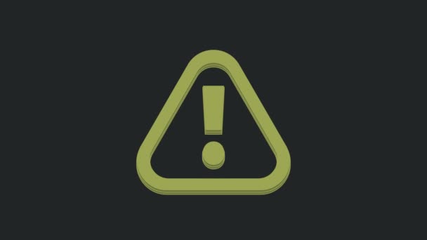 三角形图标中的绿色感叹号隔离在黑色背景上 危险警告标志 危险警告很重要 4K视频运动图形动画 — 图库视频影像