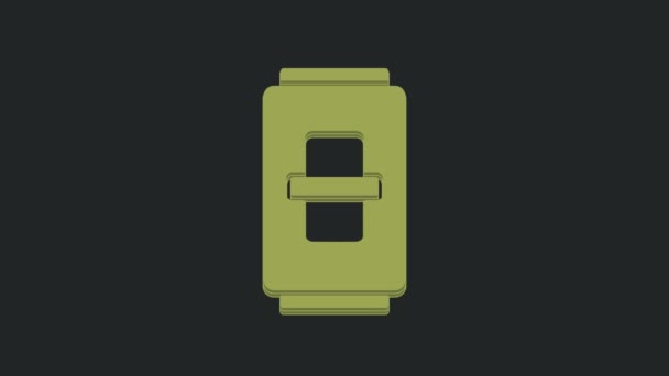 Ікона Зеленого Електричного Вимикача Ізольована Чорному Тлі Іконі Поза Ним — стокове відео