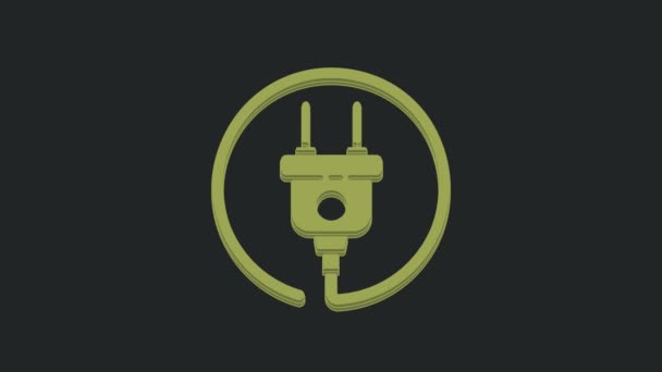Green Electric Plug Symbol Isoliert Auf Schwarzem Hintergrund Konzept Der — Stockvideo