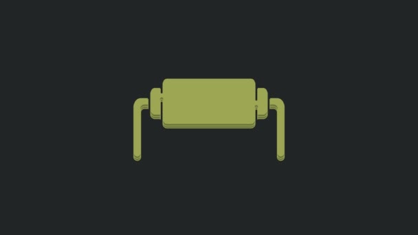Green Resistor Electricity Icon Isolated Black Background Video Motion Graphic — Stock Video