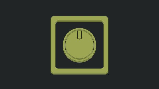 绿色电灯开关图标隔离在黑色背景上 打开和关闭图标 酒体灯开关标志 节能的概念 4K视频运动图形动画 — 图库视频影像