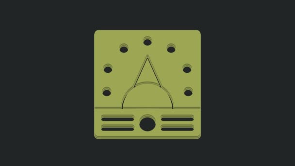 Amperímetro Verde Multímetro Voltímetro Icono Aislado Sobre Fondo Negro Instrumentos — Vídeos de Stock
