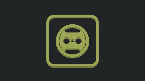 黒の背景に隔離された緑の電気コンセントアイコン 電源ソケット ロゼットのシンボル 4Kビデオモーショングラフィックアニメーション — ストック動画