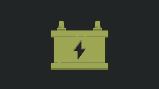 Icône Batterie Voiture Verte Isolé Sur Fond Noir Accumulateur Batterie — Video